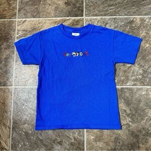 Vintage 90s Vermont Shirt Blue Embroidered Kids Sz Small